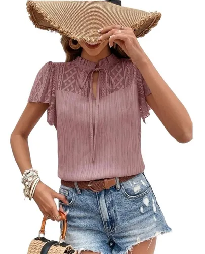 Blusa con cordon en el cuello sale