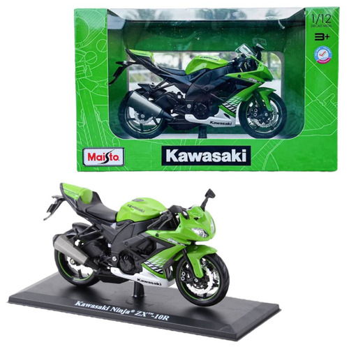 Moto a escala Kawasaki Zx-10r 2010 1:12 color verde