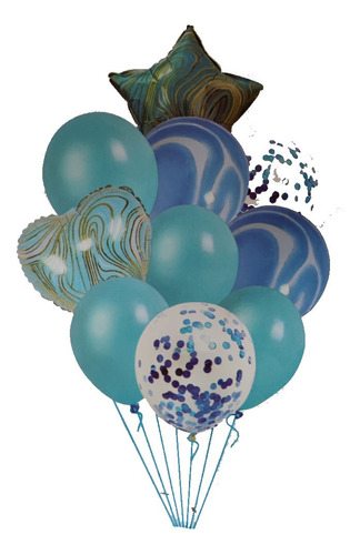 Set 10 Globos Premium Mix Bouquet Arreglo Agata Latex + Foil