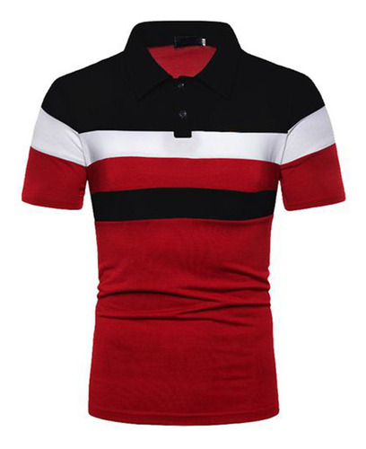 Polo Con Solapa De Bloque Color Moda De Verano Para Hombre