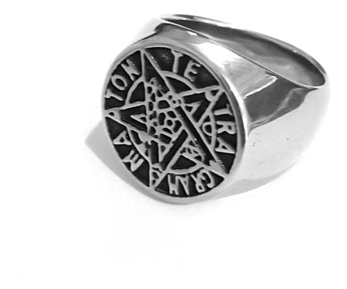 Anillo Tetragramaton De Acero Quirurgico Estrella