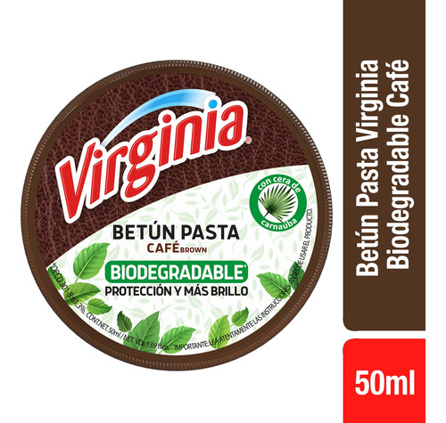 Imagen 1 de 2 de Betún Pasta Zapato Café Biodegradable Virginia 50ml