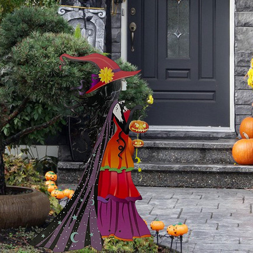 Cartel De Halloween Con Decoración De Jardín De 39cmx20cm