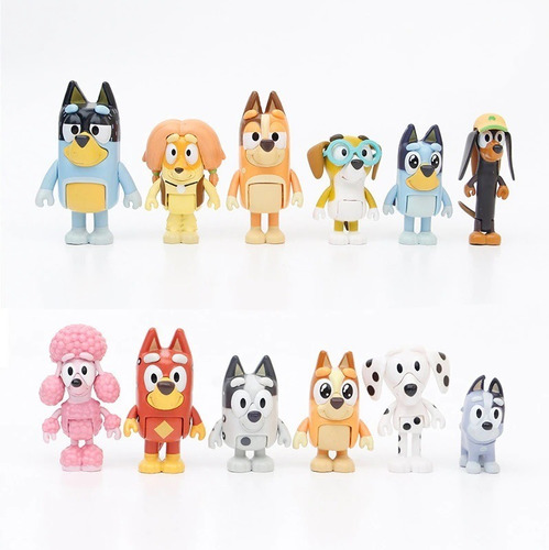 Familia Completa De 12 Figuras Bluey De 5 A 8 Cm 