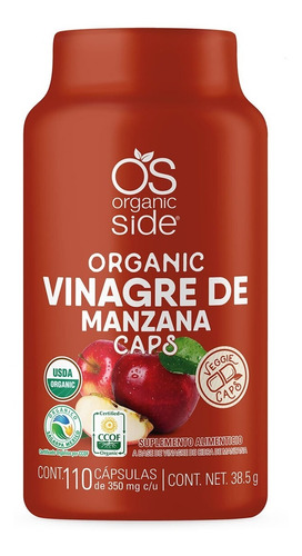 Vinagre De Manzana 110 Cápsulas Organic Side Vegetal Cidra