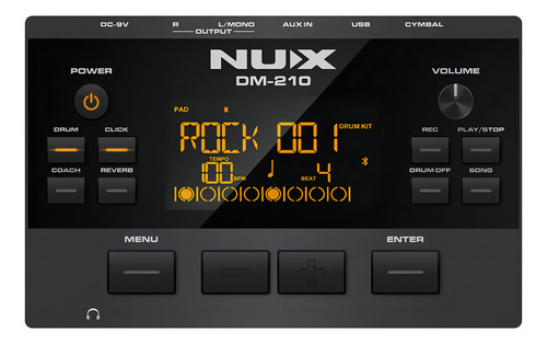 Kit Bateria Eletrônica Nux Dm-210 Peles Mesh Com Banco Tapete