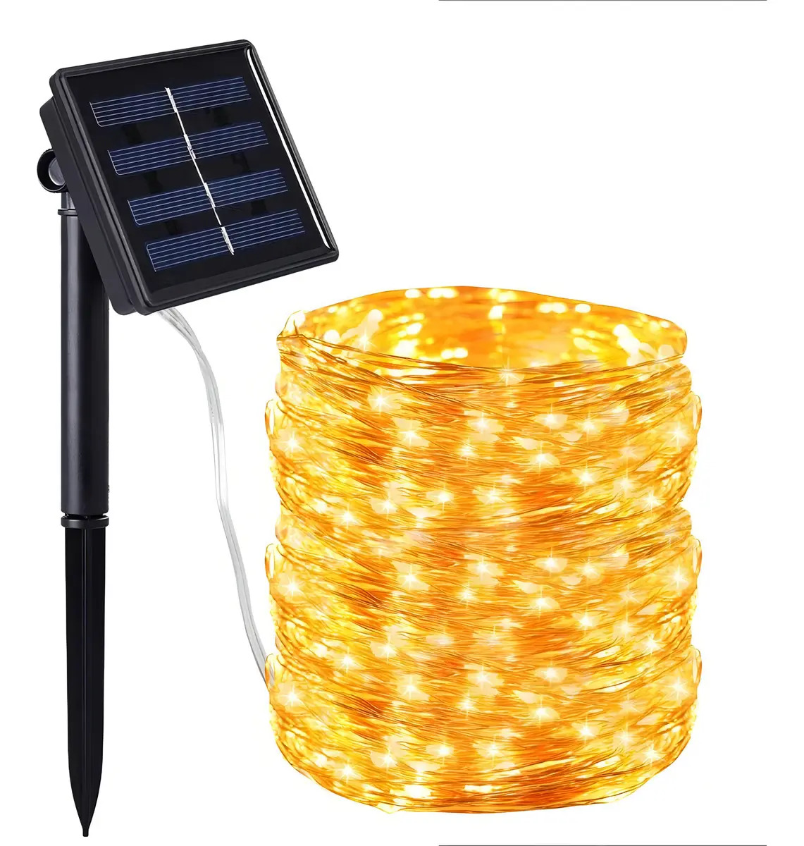 Luces Navidad Led Solar Guirnalda Tipo Hada 20 M Luz Cálida Luces Cálido