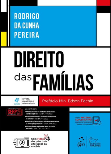 Livro Direito Das Famiílias, 4ª Edição 2023, De Rodrigo Da Cunha Pereira. Editora Grupo Gen, Capa Mole, Edição 4 Em Português, 2023