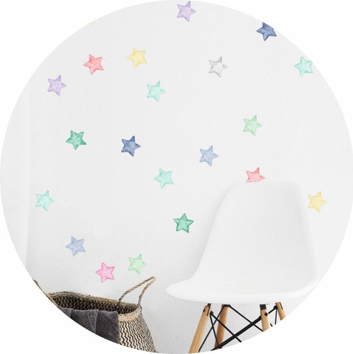 Vinilo Decorativo Trama Infantil Pared Estrellas En Acuarela