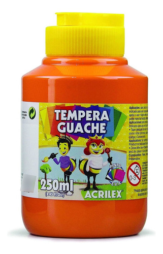 Tinta Tempera Guache Escolar Acrilex 250ml Cor Laranja