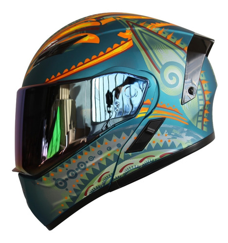 Imagen 3 de 6 de Casco Kov Estelar Abatible Luz Led Con Gafas Certificado Dot