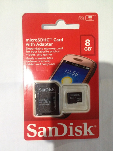 Memoria Micro Sdhc Sandisk 8gb Clase 4 Original Sellado 