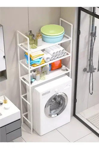Mueble Organizador Lavadora Estante Baño Logia 3 Niveles Color Blanco