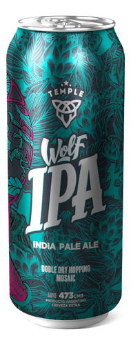 Cerveza Temple Wolf IPA lata 473 mL