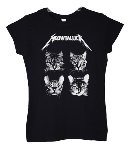 Polera Mujer Metallica Meowtallica Gatos Metal Abominatron