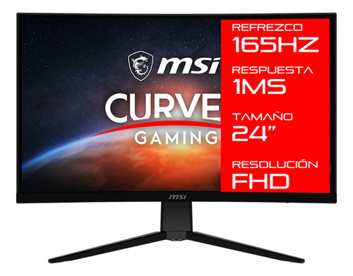 Monitor Gamer Msi 24 Optix G242c 170hz Curvo 1500r 1ms Fhd