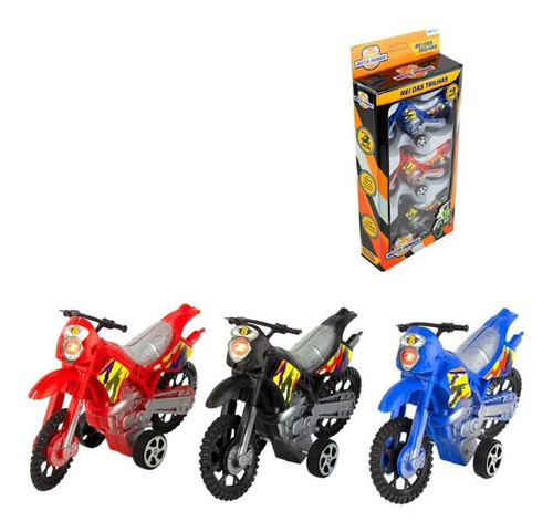 Kit Moto Infantil Friccao 3 Pecas Etitoys Colorido - Bq-151