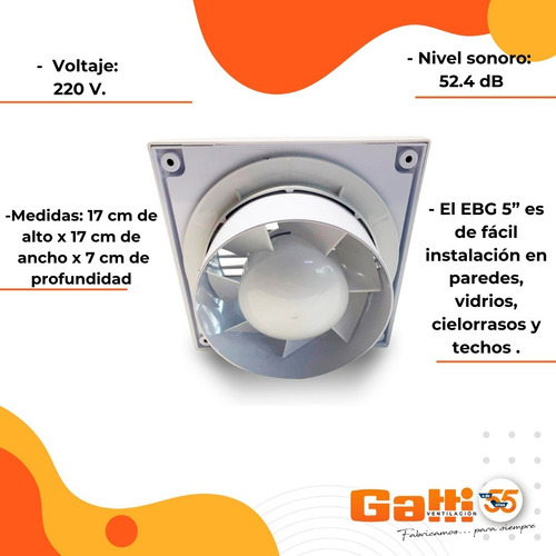 Imagen 5 de 9 de Extractor De Aire Baño 5 Gatti Ventilación Motor Potenciado