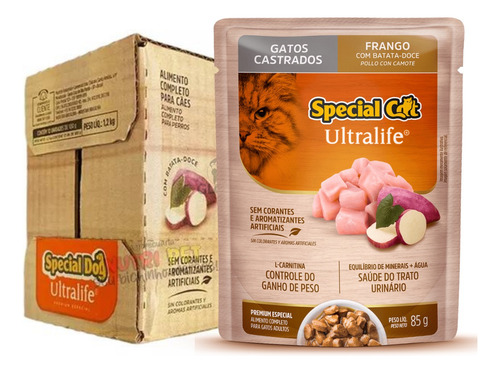 Special Cat Castrado Frango Ao Molho Sachê 85g Caixa C/ 12un