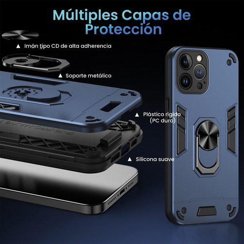 Funda Para Motorola Antigolpes Anillo Magnético De Uso Rudo Azul Moto Edge 50