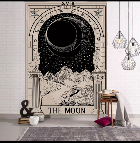 Imagen 1 de 1 de Tapiz Esotérico Tarot La Luna 70x95cm
