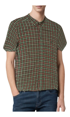 Camisa Medzzo Hombre Manga Corta Cuadriculada 