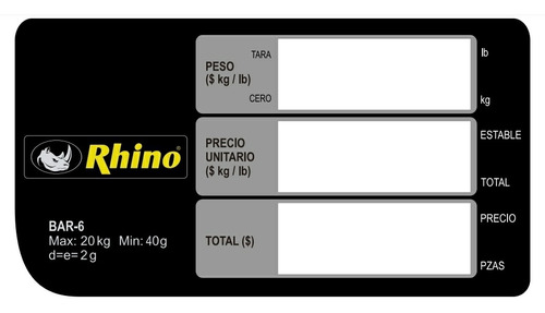 Refaccion Rhino Bar-6 Panel D Display Frontal Ref-bar6-05