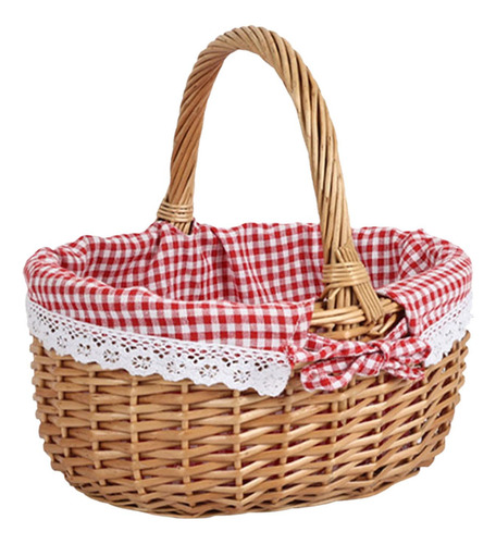 Cesta De Mimbre Para Picnic, Cesta De Almacenamiento, S Rojo