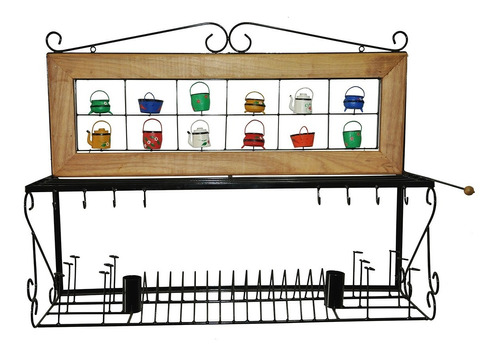 Paneleiro Ferro Madeira Escorredor De Pratos E Copos 1m