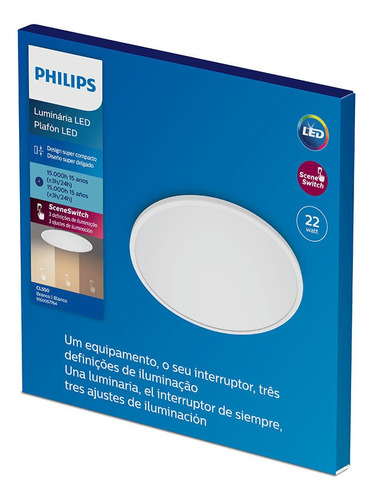 Luminária Led Philips Cl550 Redonda Dim 22w Luz Amararela