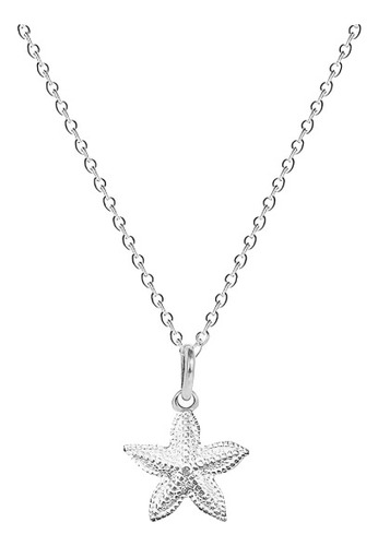 Collar Regalo Mujer Estrella De Mar Punteado Plata Ley 950