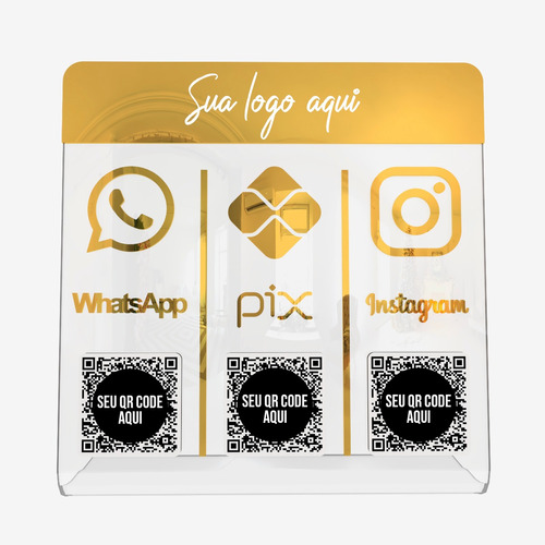 Placa Pix Instagram Qr Code Whatsapp Balcão Acrílico Transp