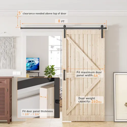 Kit De Herrajes Puerta Corrediza De Granero De 8ft, Res...