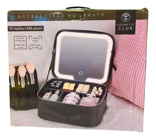 Estuche De Maquillaje Bolsa Cosmético Viaje Con Espejo Y Luz Color Multicolor