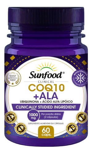 Suplemento Em Capsula Sunfood Coq 10 + Acido Alfa Lipóico Sabor Sem sabor