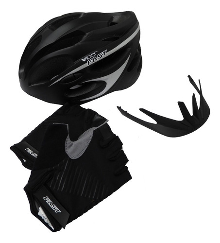 Combo Casco In Mould + Guantes Para Bicicleta Ciclismo Fast 