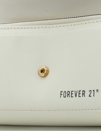 Bolsa Cartera Crossbody Forever 21 Para Mujer Casual Moderna Crema Lisa Oro Crema