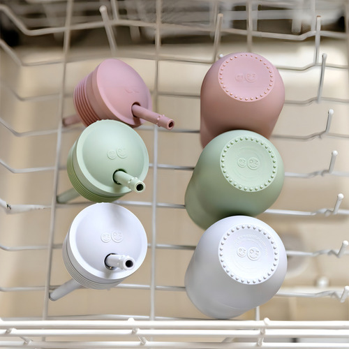 Vaso Ezpz Entrenador Grande Con Popote Para Bebes Silicon Color Verde Nórdico