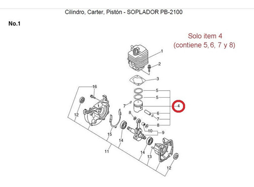 Pistón De 2 Aros Srm-2305,  Edr-210 Y Es-210 Echo Original