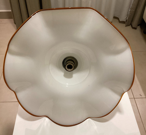 Antigua Lampara Colgante Cristal Murano Opalina 55cm Dmetro Blanco Y Marrón (Usado)