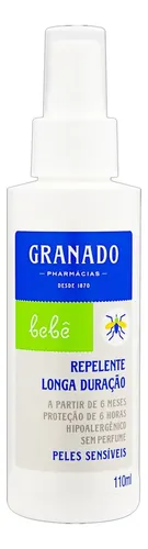 Repelente Spray sem Perfume Granado Longa Duração Bebê Frasco 110ml