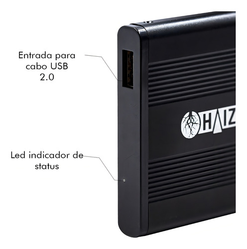 Case Capa Gaveta para HD Externo Sata Haiz Notebook Computador 2.5" Cor Preto