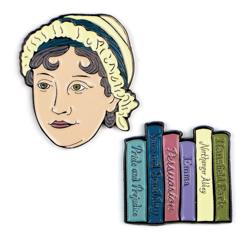 Juego De Pines Esmaltados De Jane Austen And Books, 2 P...