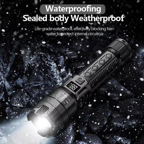 Linterna Led Con Zoom Telescópico Y Pantalla De Alimentación