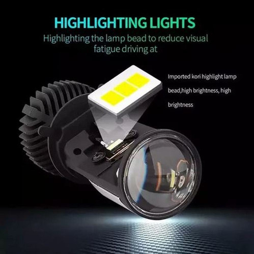 Imagen 5 de 10 de 2 Focos Led H4 Lupa Y6 90w 20.000 Lumenes Autos Motos