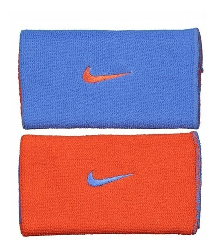 Munhequeira Nike Grande Dri-fit  - Dupla Face Azul E Laranja