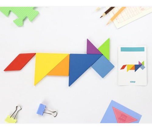 Rompecabezas Tangram De Madera Para 2 Niños, Rompecabezas Mo