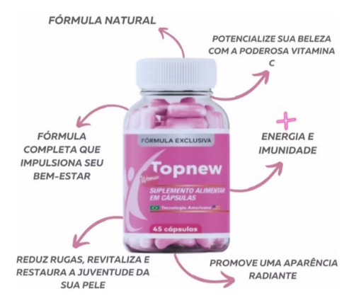 Suplemento Top New Woman Natural Corpo Mulher 45 Cápsulas
