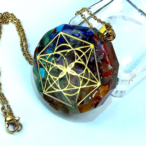 Orgón - Flor De Loto - 7 Chakras + Cadena Acero