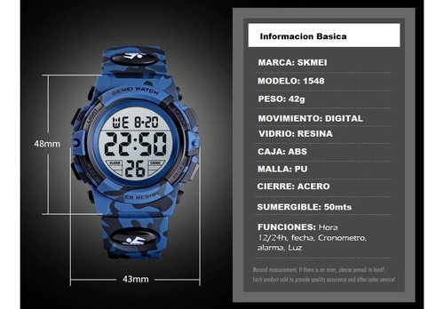 Imagen 4 de 6 de Reloj Niño - Chicos Skmei 1548 Digital Sumerg S Shock